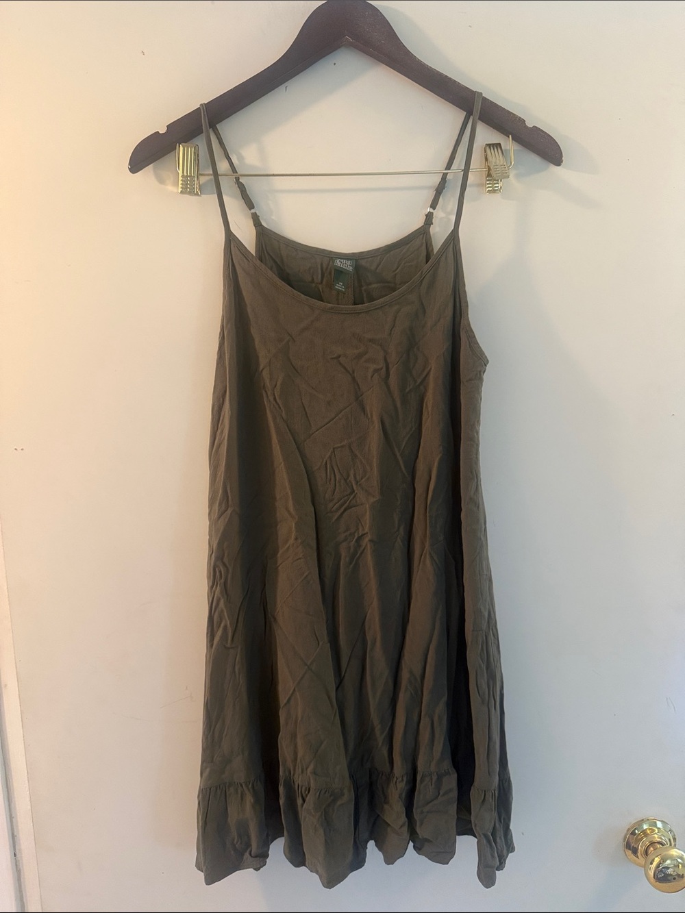 Wild Fable Olive Army Green Slip Summer Ruffle Bottom Dress Sz Extra Small